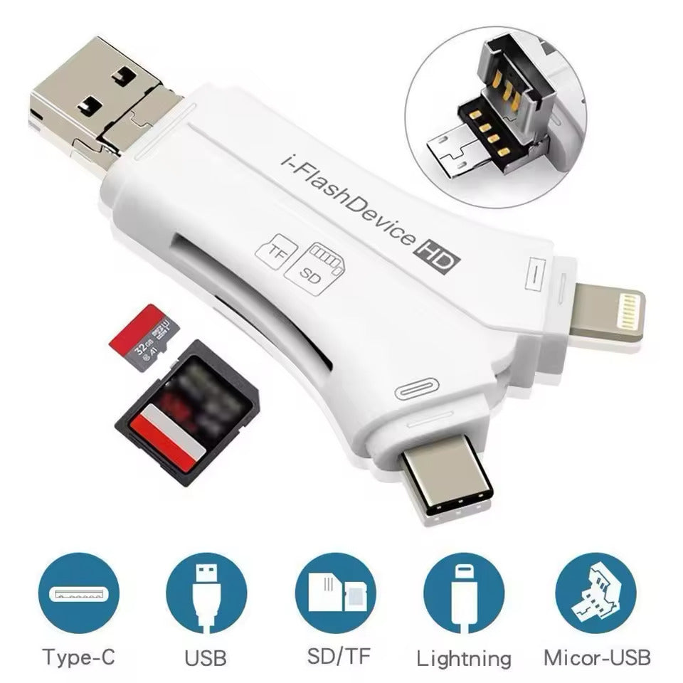 Lecteur de carte SD 4 en 1 Micro USB/USB Type-C/USB